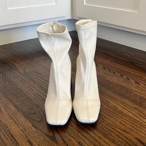 Topshop Faux Leather Square Toe Bootie with Block Heel